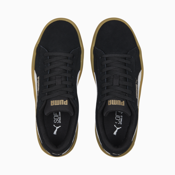 Tenis Smash Platform V3 Gamuza para mujer, PUMA Black-PUMA White-PUMA Gold, large-MEX