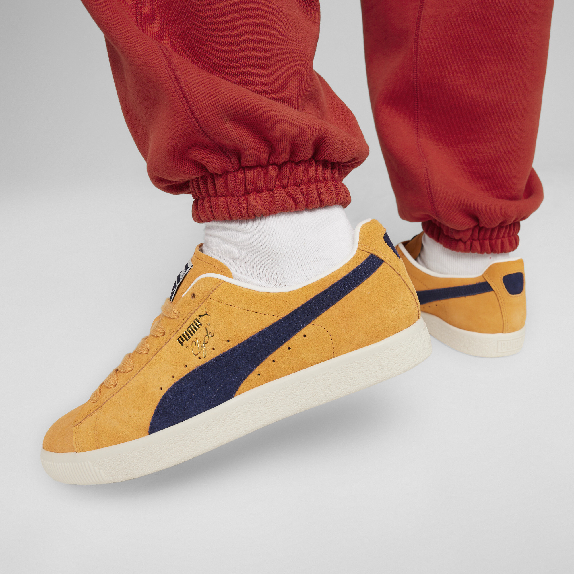 Puma Clyde OG Sneakers, Orange, Size 40.5, Shoes