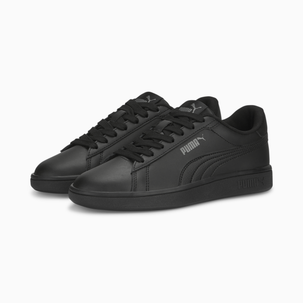 Smash 3.0 Leather Sneakers Youth, PUMA Black-Shadow Gray, large-MEX