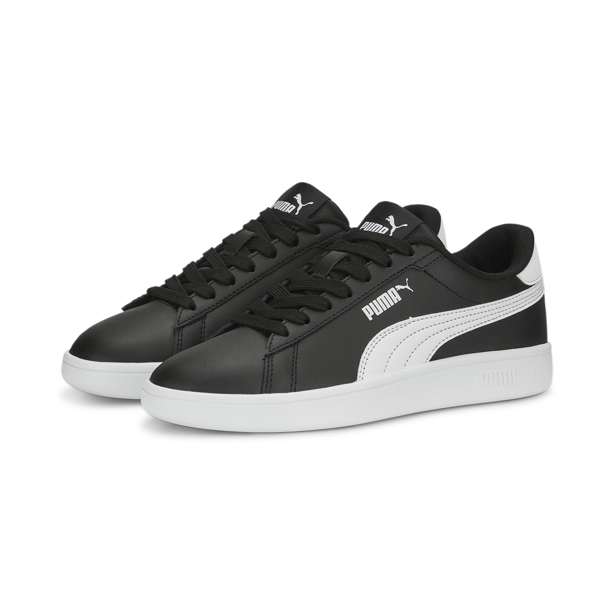 PUMA Smash 3.0 leren sneakers, Zwart/Wit, Maat 36 thumbnail 6