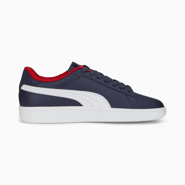 Smash 3.0 Leather Sneakers Youth, PUMA Navy-PUMA White-For All Time Red, large-MEX