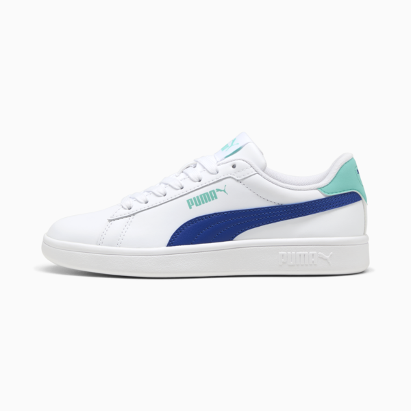 Tenis juveniles Smash 3.0, PUMA White-Vivid Blue-Aquatic, large-MEX