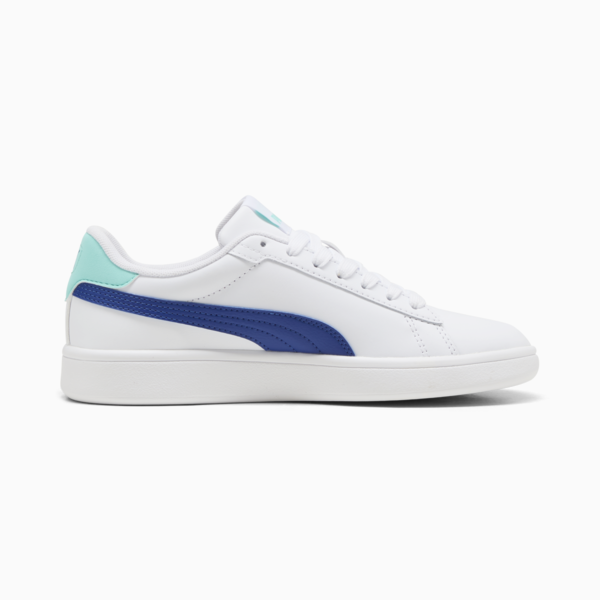 Tenis juveniles Smash 3.0, PUMA White-Vivid Blue-Aquatic, large-MEX