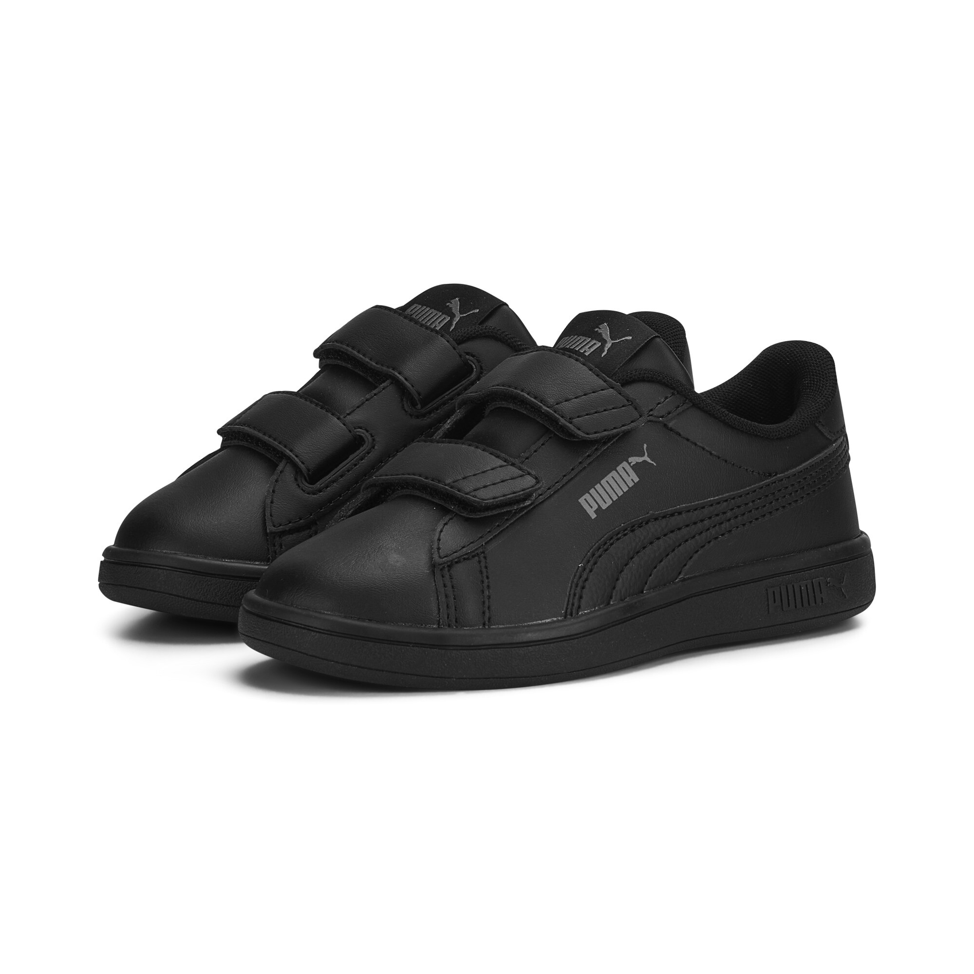 Puma Smash 3.0 Leather V Sneakers Kids, Black, Size 34, Shoes