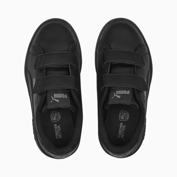 Smash 3.0 Leather V Sneakers Kids, PUMA Black-Shadow Gray, large-MEX