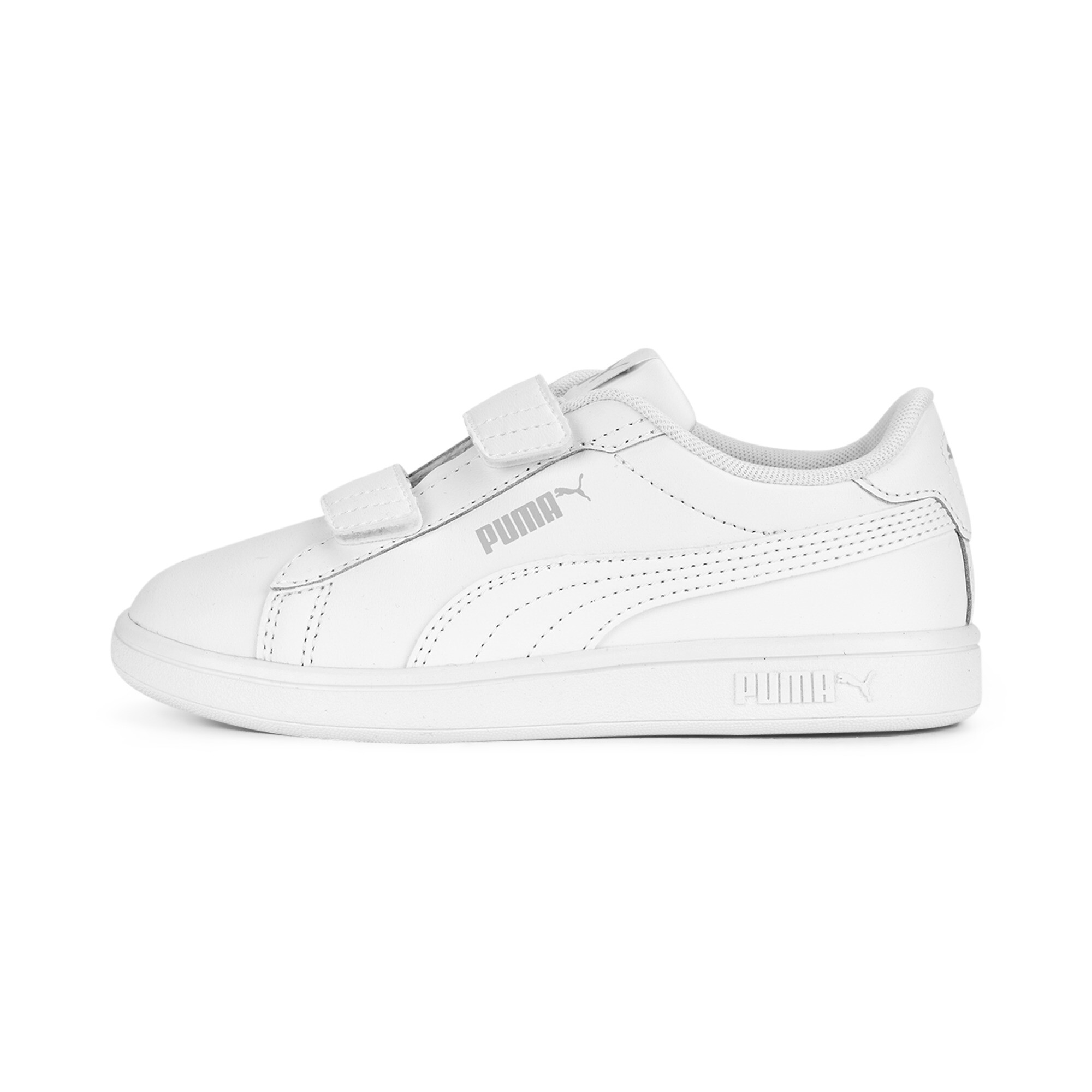 Puma Smash 3.0 Leather Sneakers für Kinder Schuhe | White/Cool Light Gray | Größe: 27.5