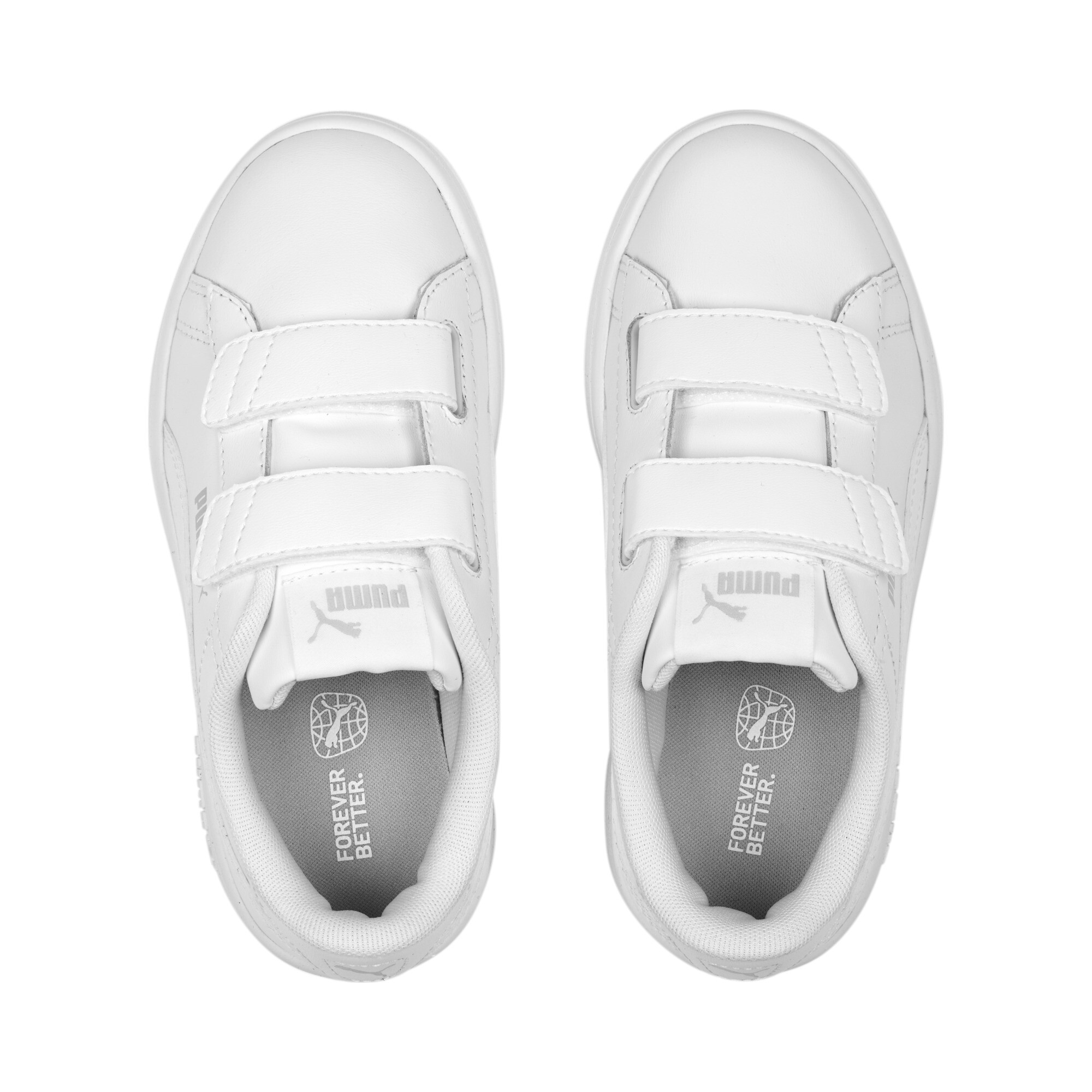 PUMA Smash 3.0 Leather V Sneakers Kids In White, Size EU 28.5