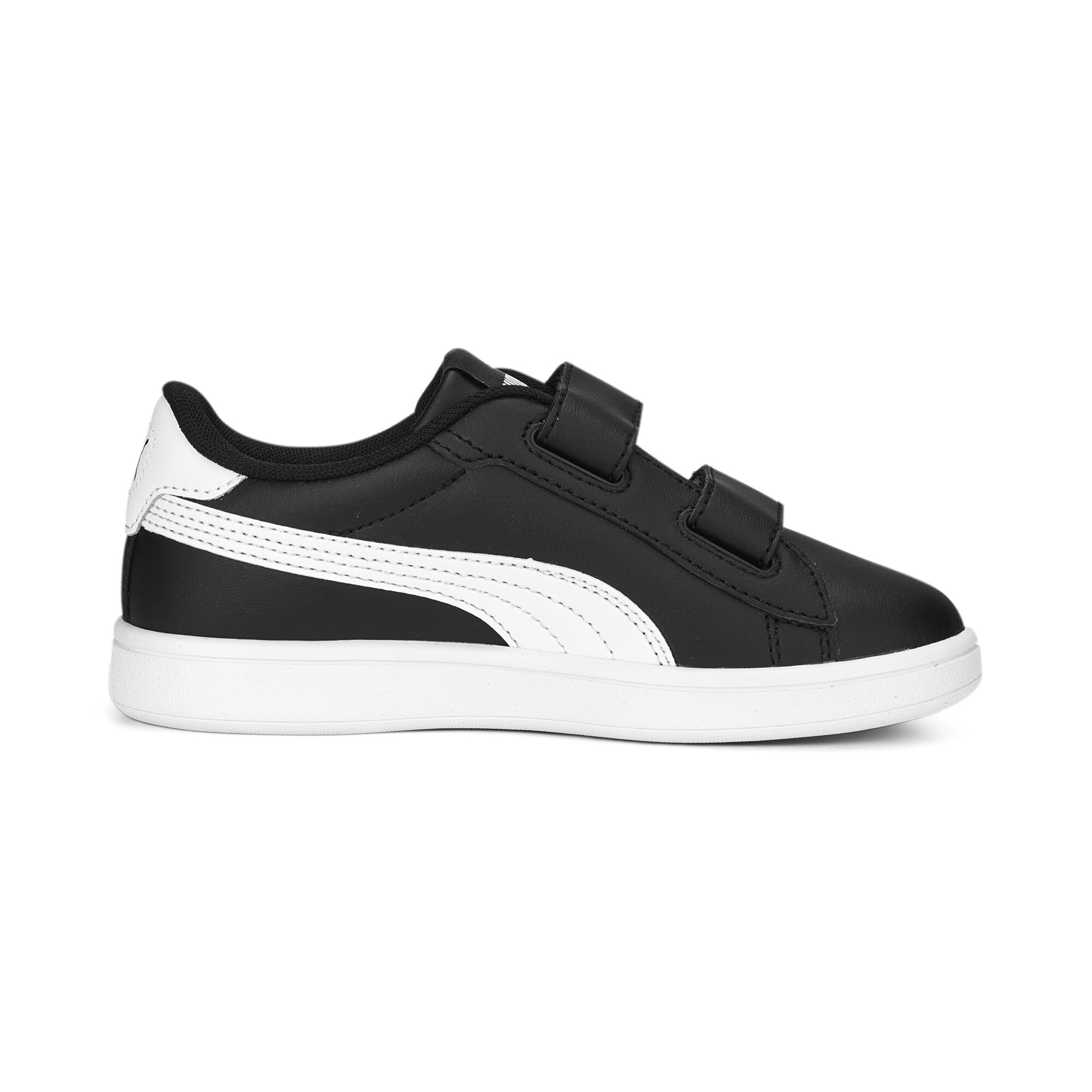 PUMA Smash 3.0 leren V sneakers, Zwart/Wit, Maat 34,5 thumbnail 3