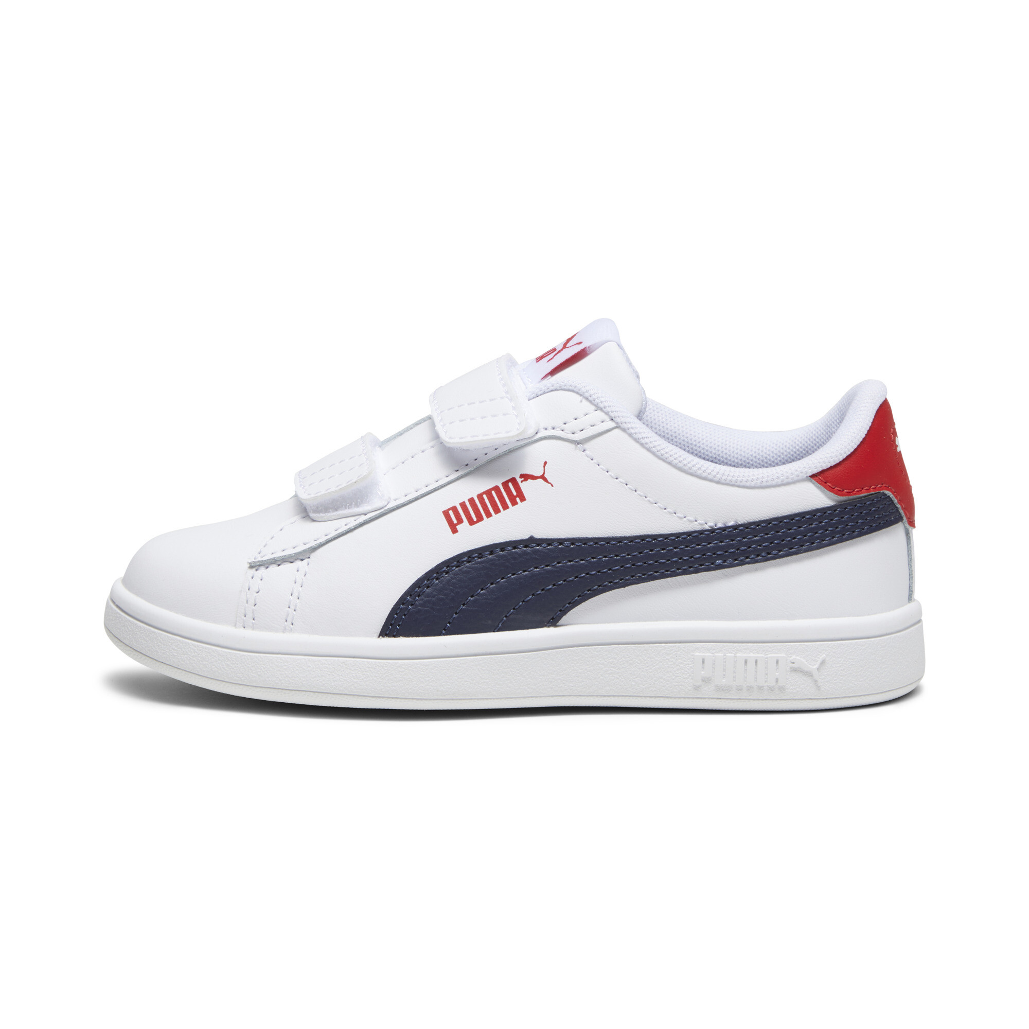 Puma Smash 3.0 Leather Sneakers für Kinder Schuhe | White/Navy/Red | Größe: 34.5