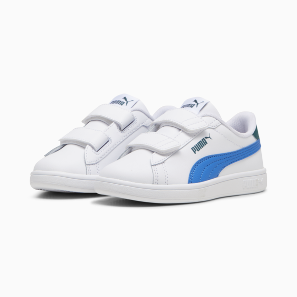 Tenis Smash 3.0 Leather V para niños, PUMA White-Hyperlink Blue-Cold Green, large-MEX