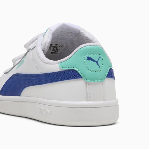 Tenis Smash 3.0 Leather V para niños, PUMA White-Vivid Blue-Aquatic, large-MEX