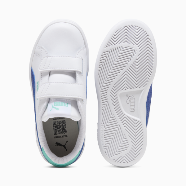 Tenis Smash 3.0 Leather V para niños, PUMA White-Vivid Blue-Aquatic, large-MEX