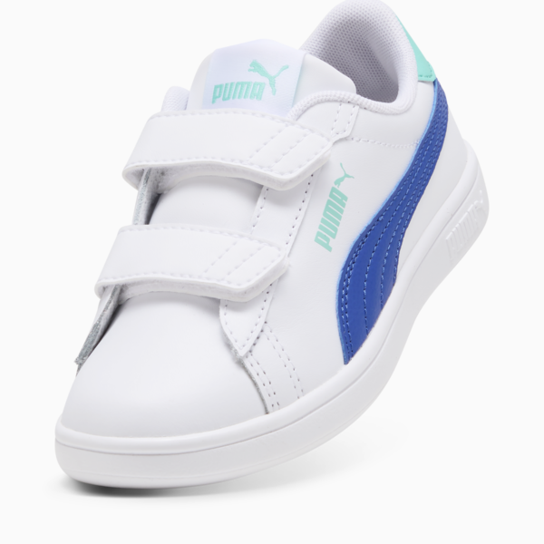 Tenis Smash 3.0 Leather V para niños, PUMA White-Vivid Blue-Aquatic, large-MEX