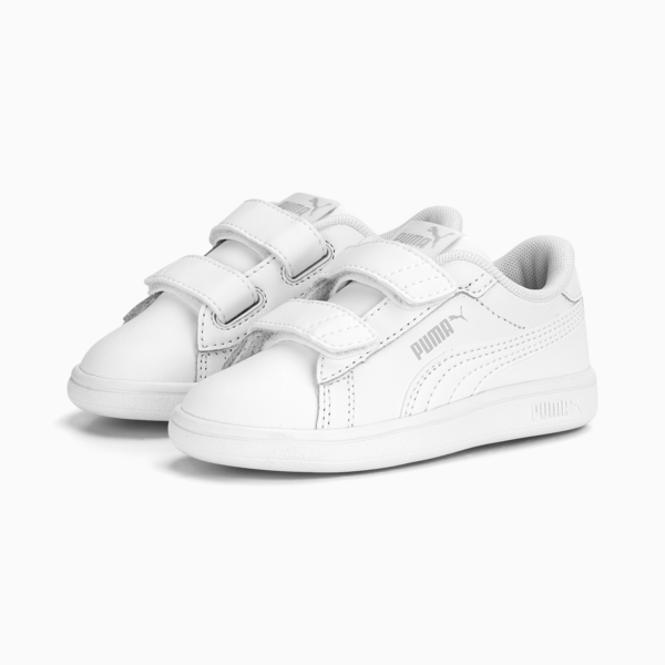 Tenis Smash 3.0 Leather V para bebés, PUMA White-Cool Light Gray, large-MEX