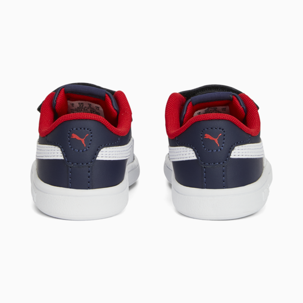 Smash 3.0 Leather V Sneakers Baby, PUMA Navy-PUMA White-For All Time Red, large-MEX
