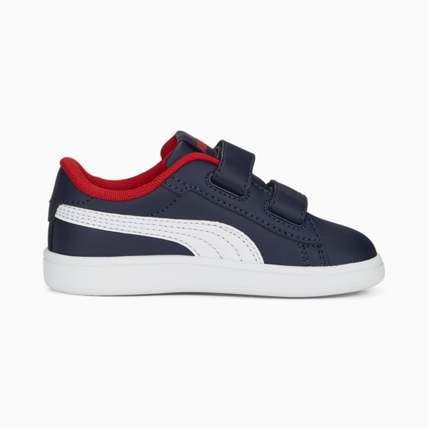 Smash 3.0 Leather V Sneakers Baby, PUMA Navy-PUMA White-For All Time Red, large-MEX