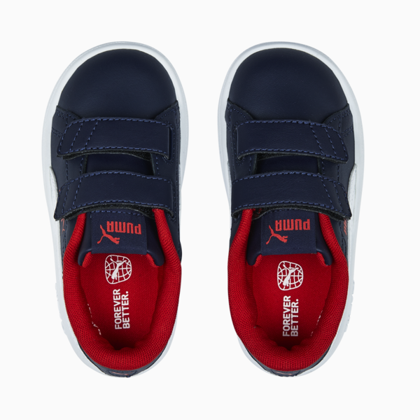 Smash 3.0 Leather V Sneakers Baby, PUMA Navy-PUMA White-For All Time Red, large-MEX