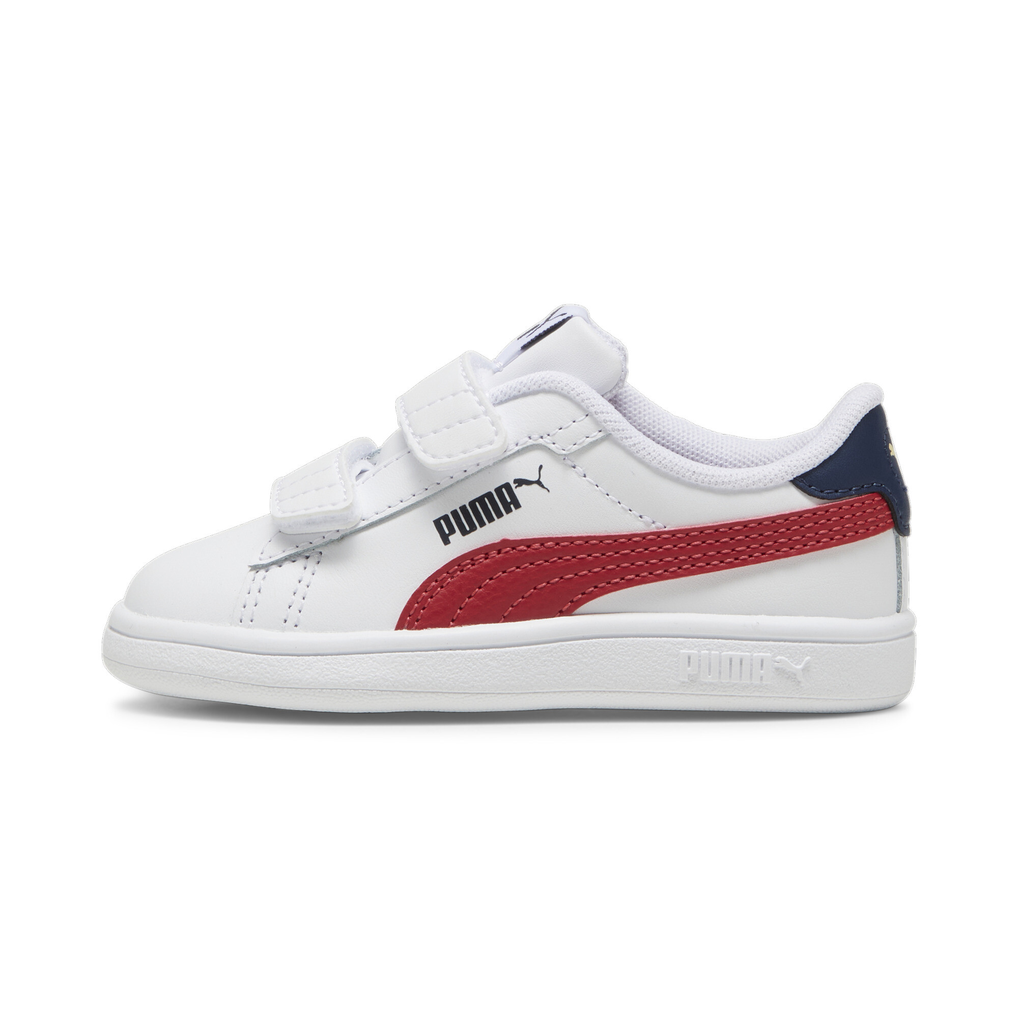 Puma Smash 3.0 Leather V Sneakers Babys Schuhe Für Für Kinder | Mit Plain | White/Club Red/Club Navy | Größe: 22