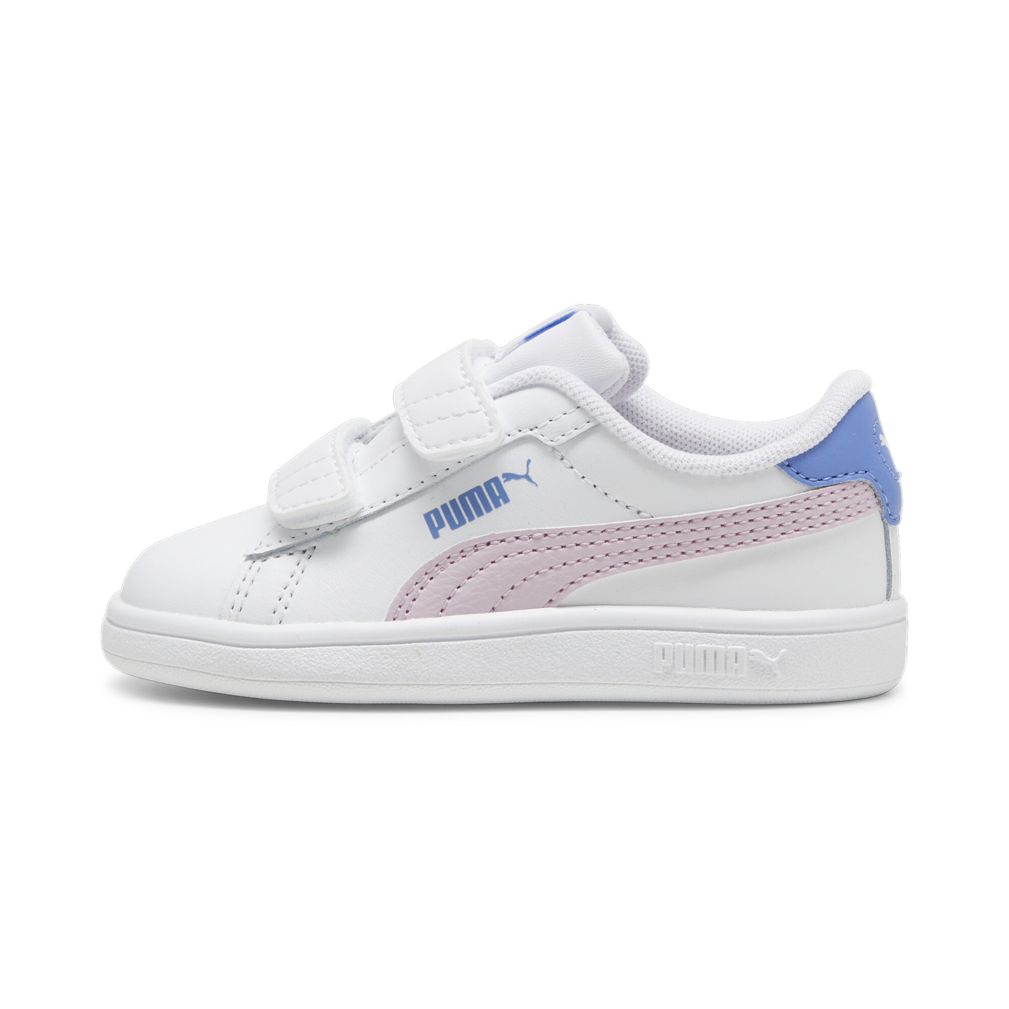 Puma Smash 3.0 Leather V Sneakers Babys Schuhe Für Für Kinder | Mit Plain | White/Grape Mist/Blue Skies | Größe: 22