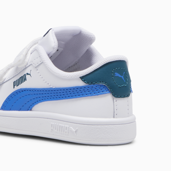 Smash 3.0 Leather V Sneakers Baby, PUMA White-Hyperlink Blue-Cold Green, large-MEX