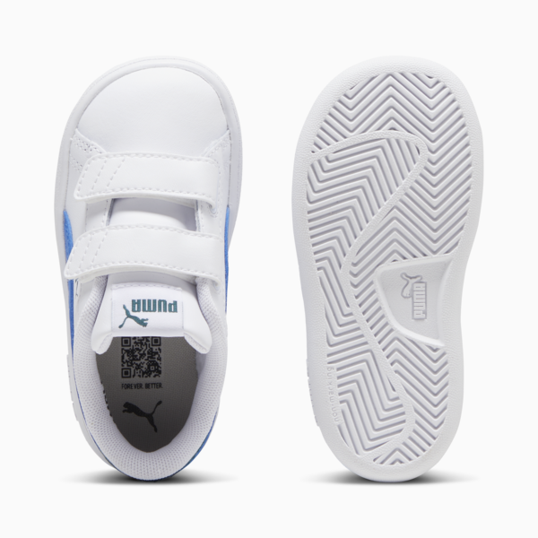 Smash 3.0 Leather V Sneakers Baby, PUMA White-Hyperlink Blue-Cold Green, large-MEX