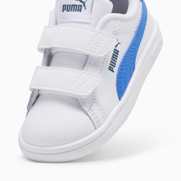 Smash 3.0 Leather V Sneakers Baby, PUMA White-Hyperlink Blue-Cold Green, large-MEX
