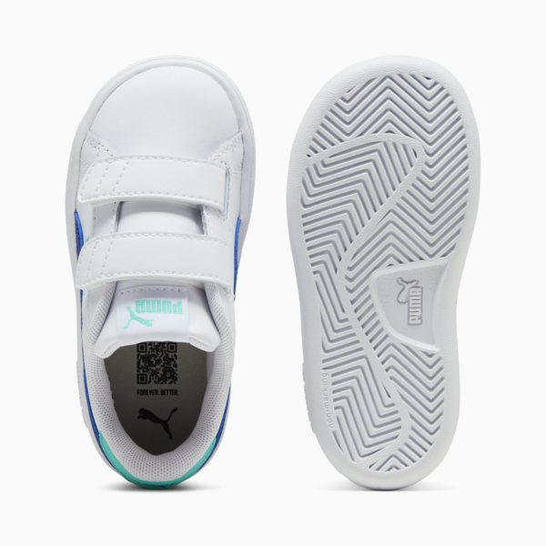 Tenis Smash 3.0 Leather V para bebés, PUMA White-Vivid Blue-Aquatic, large-MEX