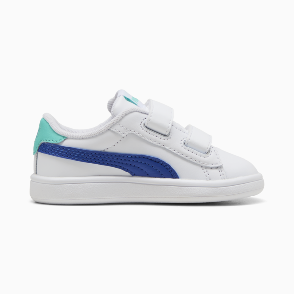 Tenis Smash 3.0 Leather V para bebés, PUMA White-Vivid Blue-Aquatic, large-MEX