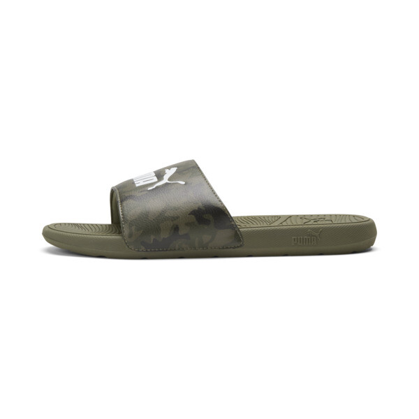Puma Cool Cat 2.0 Camo Slide Sandal In Dark Olive- Black-deep Lichen Green- White