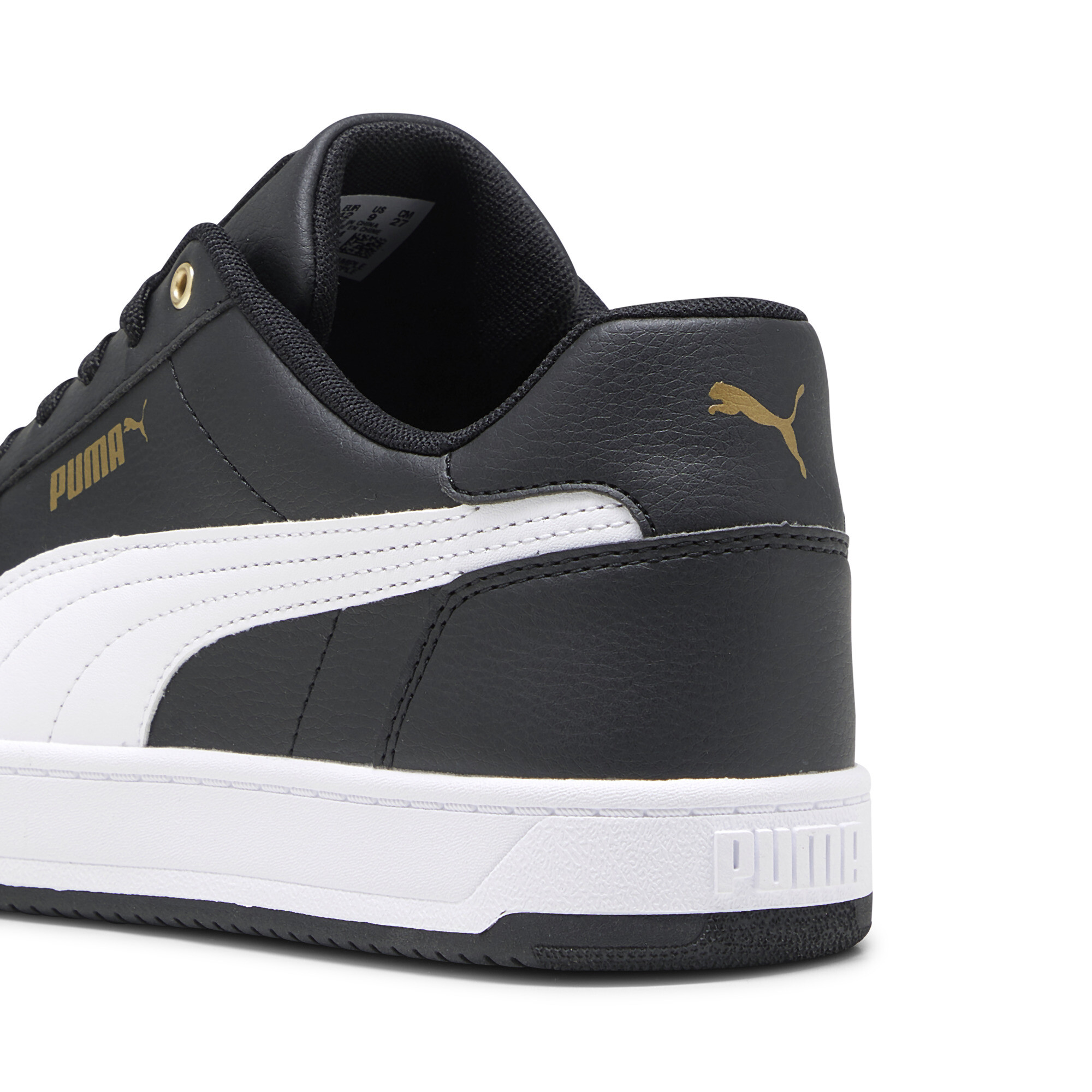 PUMA Caven 2.0 uniseks sneakers, Zwart/Wit/Goud, Maat 41 thumbnail 5