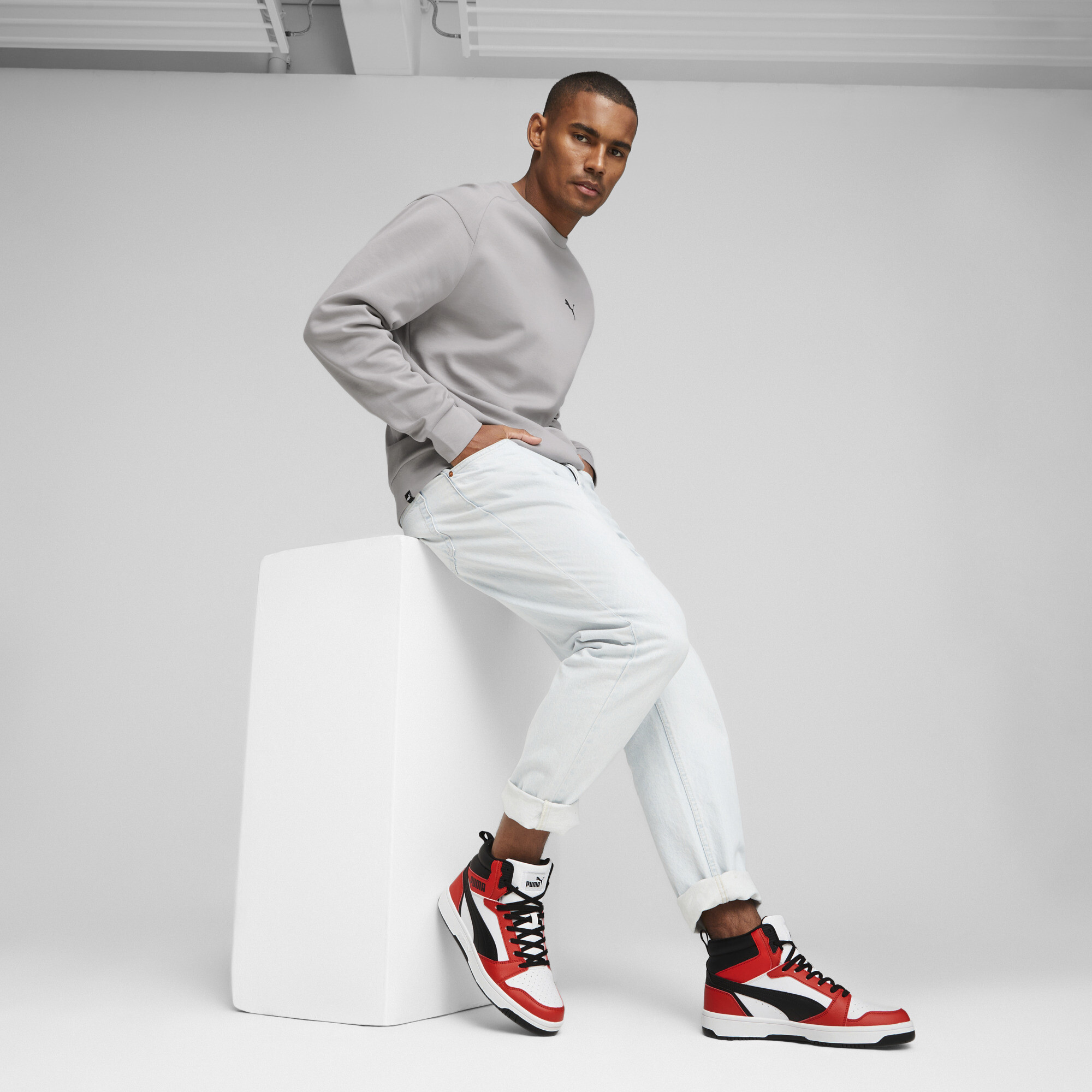 PUMA Rebound sneakers, Zwart/Rood/Wit, Maat 38 thumbnail 7