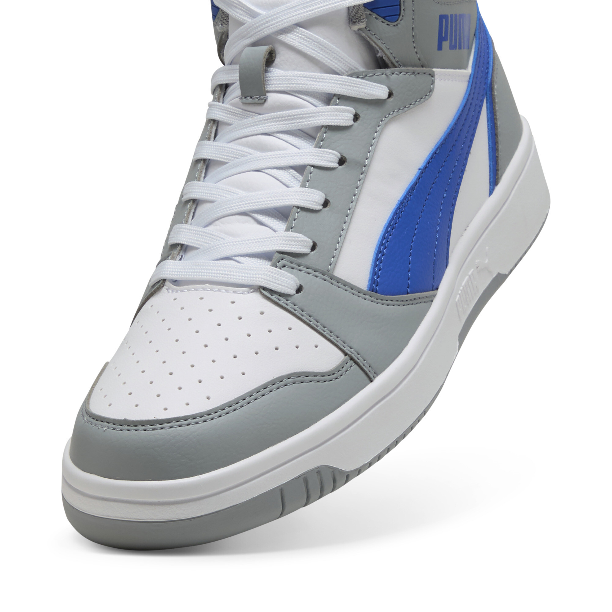 PUMA Rebound v6 Unisex Sneakers - Cool Mid Gray-Vivid Blue-PUMA White