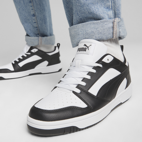 Rebound V6 Low Sneakers, PUMA White-PUMA Black-PUMA White, large-MEX