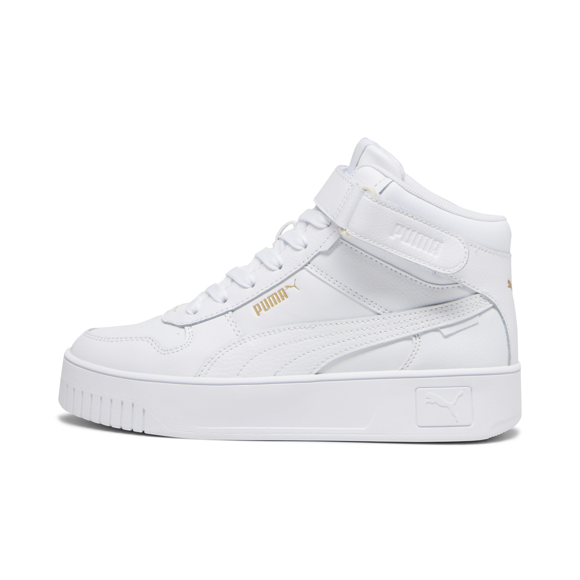 Puma Carina Street Mid Sneakers Damen Schuhe | Mit Plain | White/Gold | Größe: 36