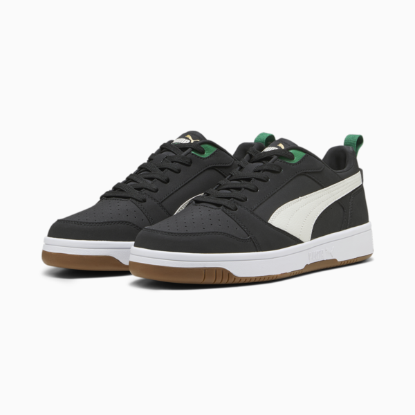 Rebound Low 75 Years Sneakers, PUMA Black-Warm White-Archive Green-Gold-Pristine, large-ZAF