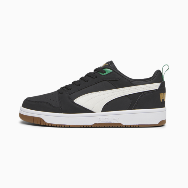 Rebound Low 75 Years Sneakers, PUMA Black-Warm White-Archive Green-Gold-Pristine, large-ZAF