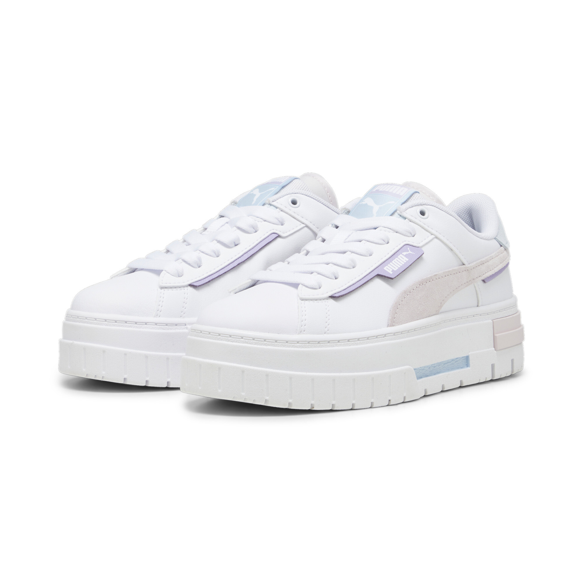 Women's PUMA Mayze Crashed Sneakers In White, Size EU 40.5