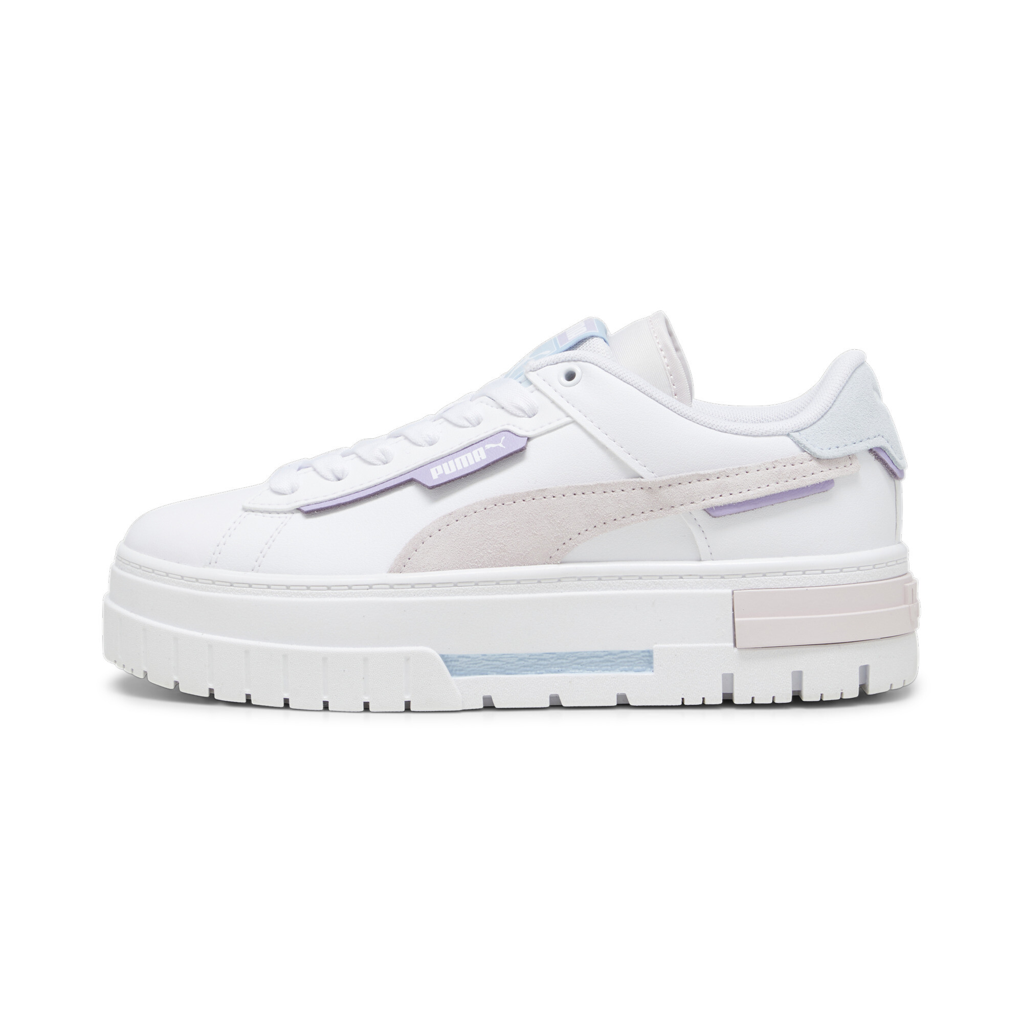 Women's PUMA Mayze Crashed Sneakers In White, Size EU 40.5