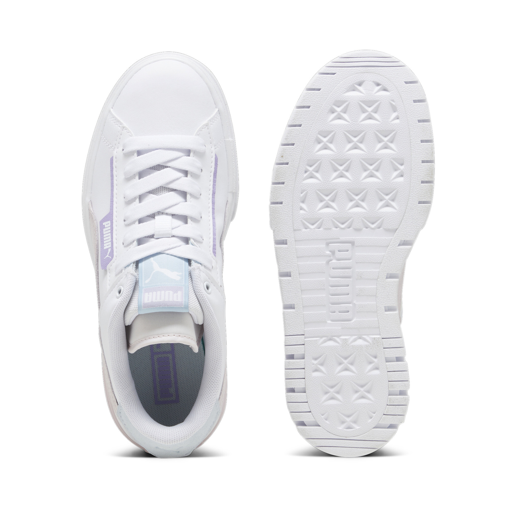 Women's PUMA Mayze Crashed Sneakers In White, Size EU 40.5