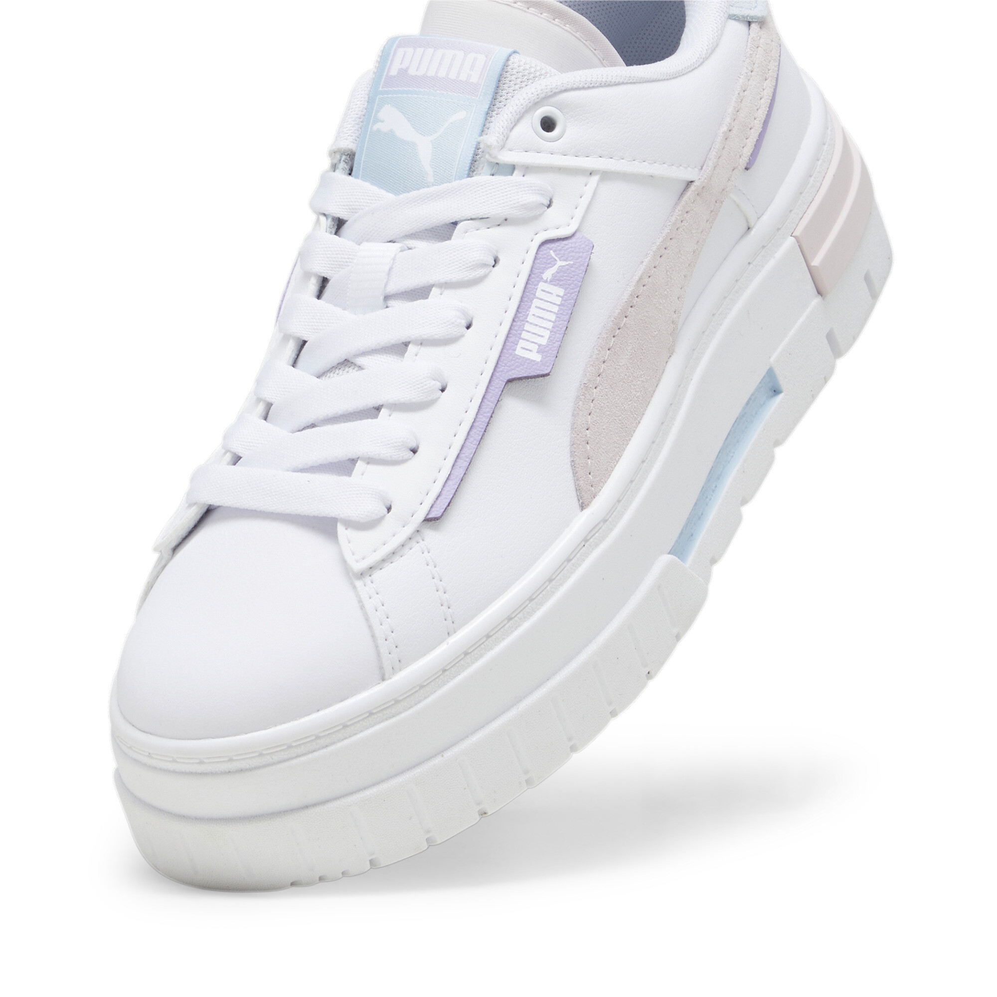 Women's PUMA Mayze Crashed Sneakers In White, Size EU 40.5