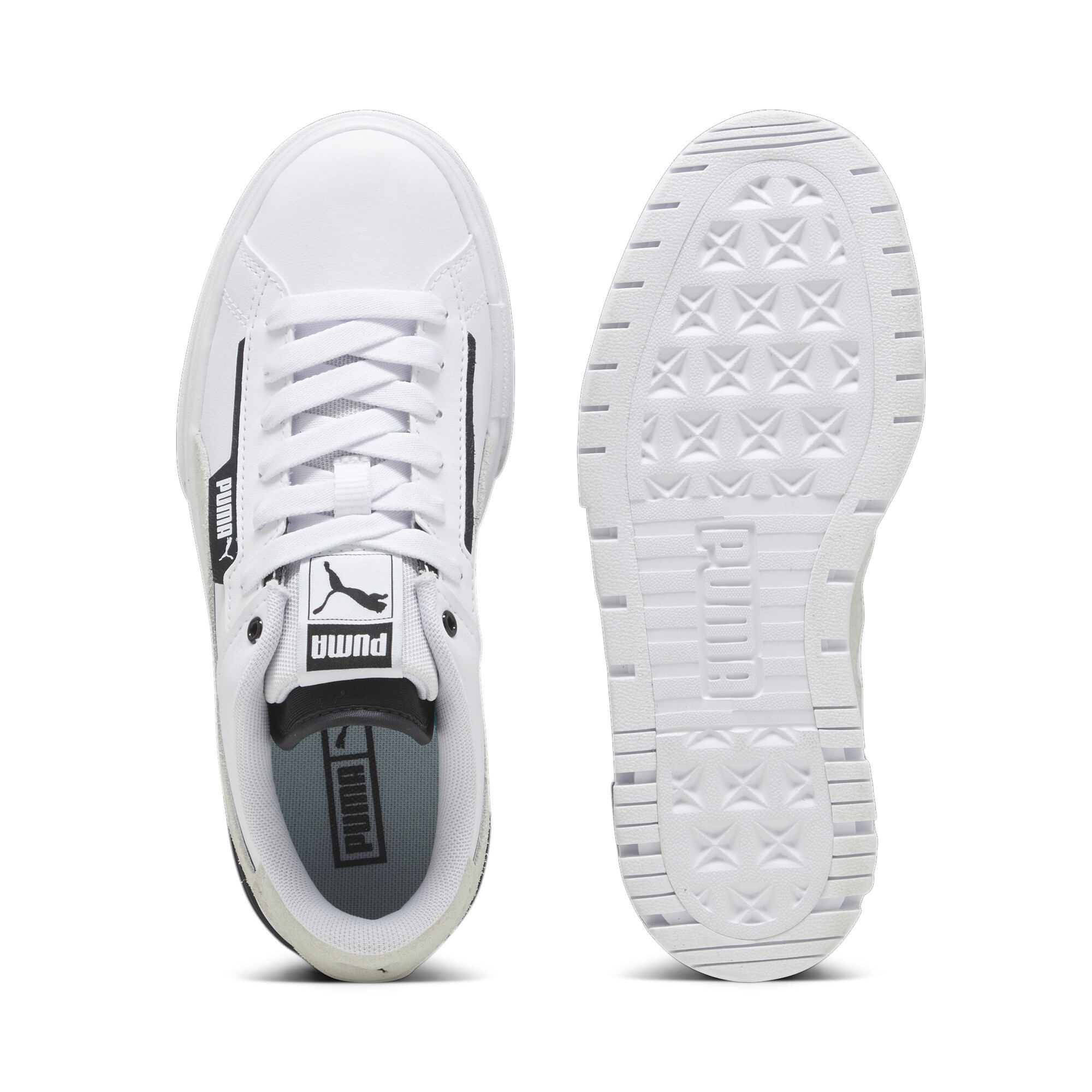Women's PUMA Mayze Crashed Sneakers In White, Size EU 38.5