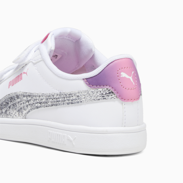 PUMA Smash 3.0 Star Glo Kids' Sneakers, PUMA White-PUMA Silver-Strawberry Burst-Purple Pop, large-ZAF