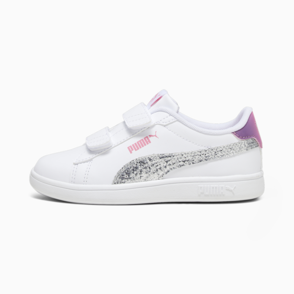 PUMA Smash 3.0 Star Glo Kids' Sneakers, PUMA White-PUMA Silver-Strawberry Burst-Purple Pop, large-ZAF