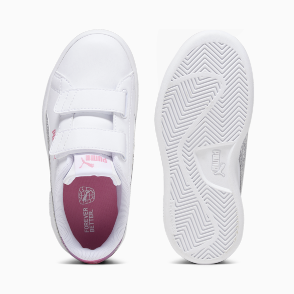PUMA Smash 3.0 Star Glo Kids' Sneakers, PUMA White-PUMA Silver-Strawberry Burst-Purple Pop, large-ZAF