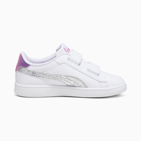 PUMA Smash 3.0 Star Glo Kids' Sneakers, PUMA White-PUMA Silver-Strawberry Burst-Purple Pop, large-ZAF
