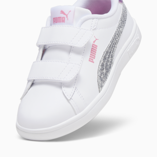 PUMA Smash 3.0 Star Glo Kids' Sneakers, PUMA White-PUMA Silver-Strawberry Burst-Purple Pop, large-ZAF