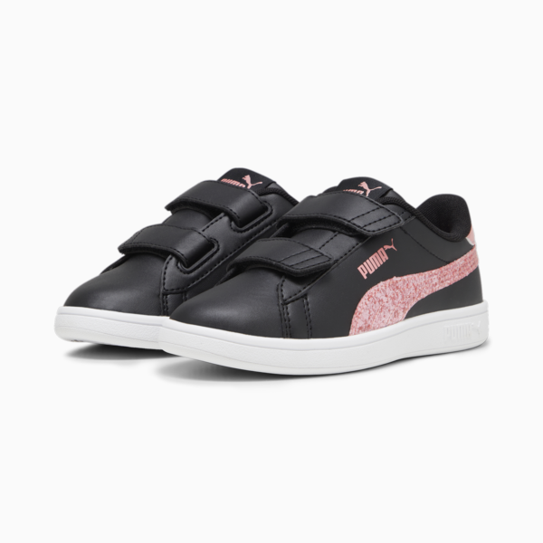 PUMA Smash 3.0 Star Glo Kids' Sneakers, PUMA Black-Peach Smoothie-PUMA White, large-ZAF