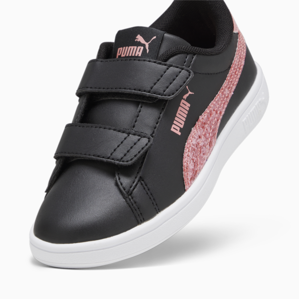 PUMA Smash 3.0 Star Glo Kids' Sneakers, PUMA Black-Peach Smoothie-PUMA White, large-ZAF