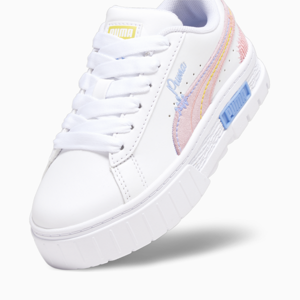 Mayze Sweater Weather Kids' Sneakers, PUMA White-Blissful Blue-Peach Smoothie, large-ZAF