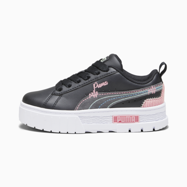 Mayze Sweater Weather Kids' Sneakers, PUMA Black-Future Pink-Green Fog, large-ZAF